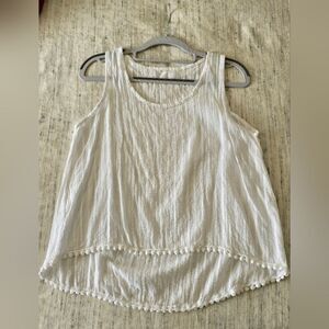 White Sleeveless Cotton Top